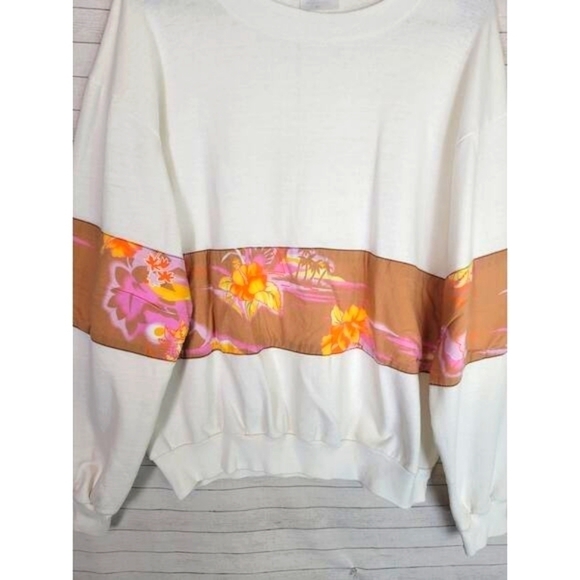 VINTAGE SPORTS AMERICA USA SWEATSHIRT W HAWAIIN TROPICAL DETAIL, SZ XL - Picture 3 of 11